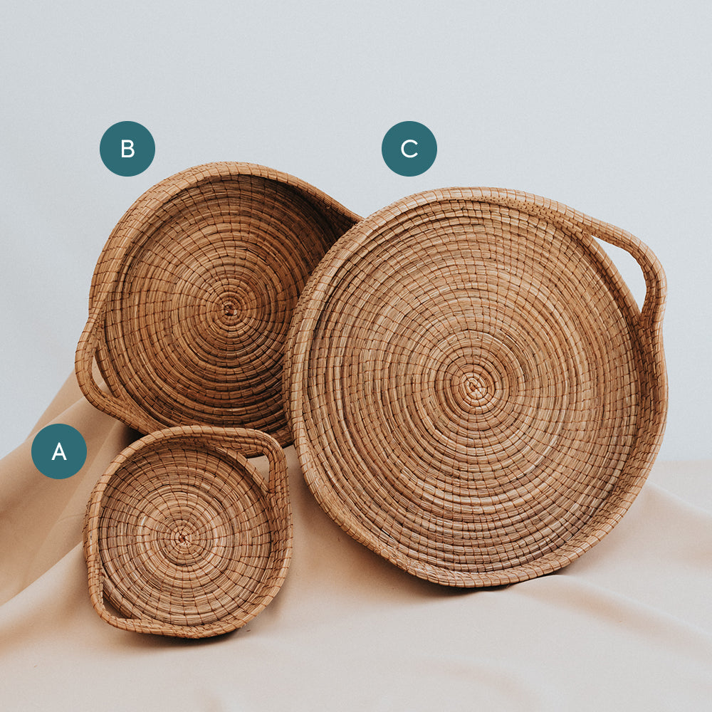 Natural Round Tray Set