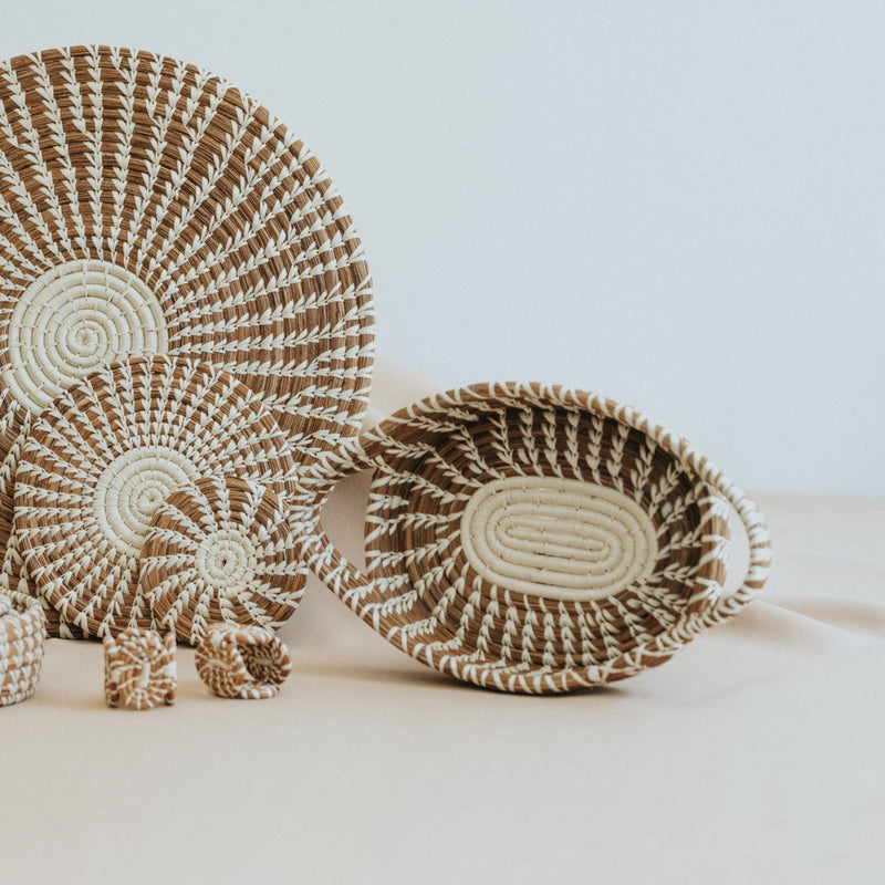 Raffia Oval Tray Set