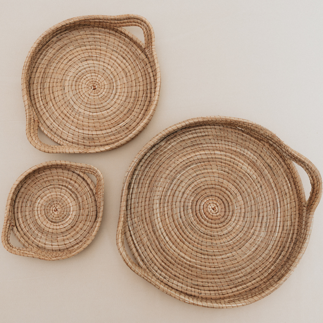 Natural Round Tray Set